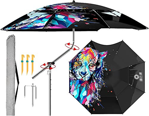 ELzEy Ombrello da pesca Ombrello da pesca Ombrellone pieghevole for esterni Protezione solare Ombrellone regolabile Asta for ombrellone Ombrellone da Pesca, Spiaggia, Mare (Color : Pattern B2, Size
