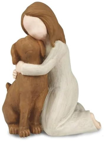 vdha Love My Dog Figurines Statues, Dog Angel Friendship Remembrance Gifts,Sculpted Hand-Painted Figures for Dog Lovers Brown Easy to Use