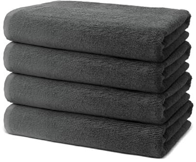 Lot de 4 Serviettes de Bain 70x140cm | Ensemble de Serviettes de Douche Grande Taille | 100% Coton Premium | Epais 500g/m2 | Linge de Bain Doux & Absorbant | Oeko-TEX | Marque Ôhm | Gris