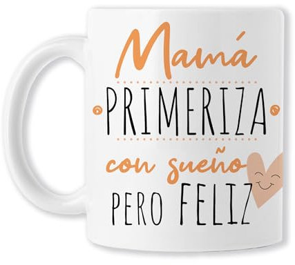BAOBAB REGALOS DÍA DE LA MADRE (Taza Mamá Primeriza, con sueño pero feliz - Regalo Para Madre, Día De La Madre - Maternidad - Madre Primeriza - Para mi mamá. Cerámica blanca)