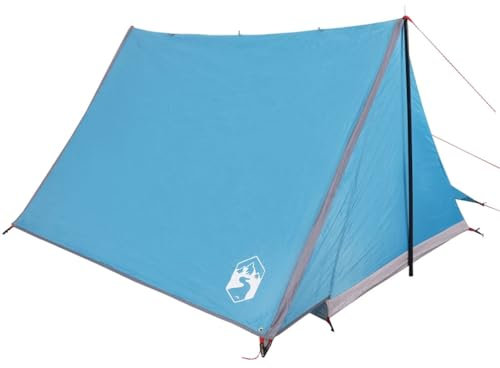 vidaXL Campingzelt 2 Personen, Gartenzelt mit Doppeleingang, Wasserdicht Wurfzelt mit E-Anschluss, Trekkingzelt, Blau 185T Polyester