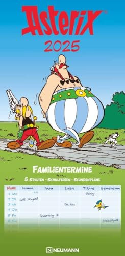 Asterix - Familienplaner 2025 - Neumann-Verlag - Familienkalender mit 5 Spalten und bezaubernden Illustrationen - Monatsplaner - 22 cm x 45 cm