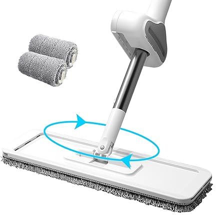 Traxio Plano con autopizcio, trapeadores para la Limpieza del Piso, trapeador de Piso de Madera, trapeador de Piso de Microfibra 360 ° giratoria giratoria con 2 Almohadillas para trapeador para