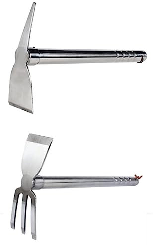 GKKICO 2-Teilige Kombinierte Landwirtschaftliche Werkzeuge, Multifunktional, Silber, Inklusive Einer 39 cm Großen Mehrzweckhacke und Einer 39 cm Großen Mehrzweck-Spitzhacke