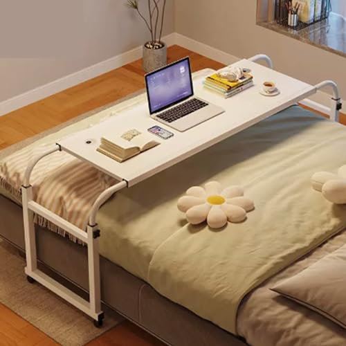 YYOUTOU Rolltablett, rollender Betttisch, Verstellbarer Betttisch, Verstellbarer Tisch, Schreibtisch fürs Bett, Schreibtischbett, Überbetttisch, Überbetttisch mit Rollen, Überbetttisch