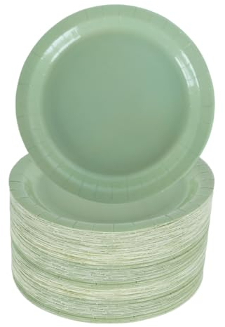 CEILIWEN 100PCS Sage Green Paper Plates 7 inch, Sage Green Party Decoration Paper Plates, Solid Color Paper Plates, Party Supplies Table Decorations (100PCS Sage Green Color-7'')