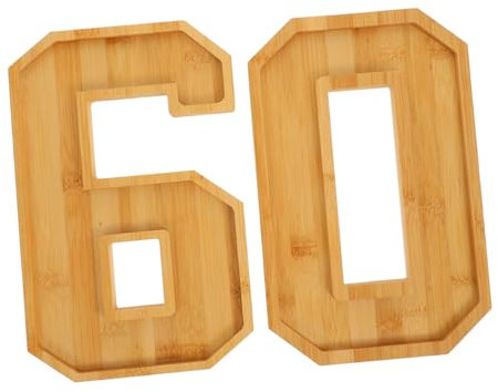 UTHCLO Wooden Number 60 Food Platter Large Multi-Functional Snack Storage Tray for 60Th Anniversary Party Serving and Home Use