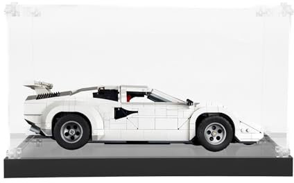 ICUANUTY Acryl Vitrine für Lego Lamborghini Countach 5000 Quattrovalvole 10337, Staubgeschützte Aufbewahrung und Organisation Vitrine für Lego Modell, Größe:38x20x20 cm (Nur Display Case)