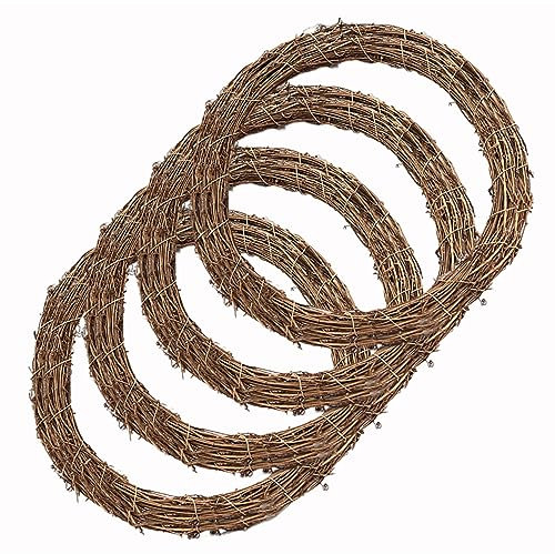 4 Stück 25 cm Adventskranz Rohling Weihnachtskranz, Rebe Zweig Rattan Kranz für Weihnachten Kranz DIY, Weinrebe Kranz für Halloween Kranz Handwerk, Ostern Kranz DIY für Haustür&Wand hängend, Tisch