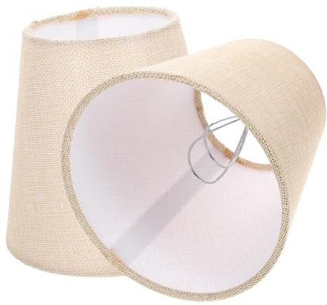 VOSAREA Lot De 2 Abat-jours à Pince En Tissu Beige, Cylindriques, Pour Ampoules, Accessoires Légers Adaptés Aux Appliques Murales, Suspensions Et Lustres, Usage Intérieur Décoratif