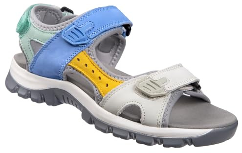 Harssidanzar Women's Outdoor Sports Sandals Summer Hiking Sandals Adjustable Strap Sandals SL256UK,Green blue,size 6.5