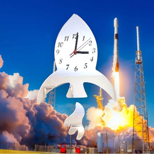 Raketenförmige Uhren – viele Farben zur Auswahl, Kaugummi-Blau, matt, 35 cm