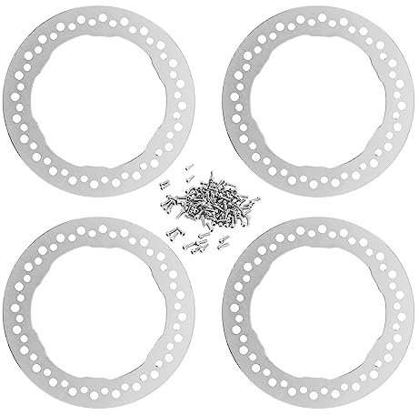4 Stück 1,9 Zoll Aluminiumlegierung Ring für 110 RC Autoreifen erhöht Stabilität und Optik (Silber)