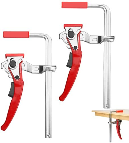 2 Stück Hebelzwinge,Einhandzwinge All-Stahl Tischklemme Ratsche, Schnellspannzwinge 160mm Kapazität 60mm Tiefe, Schraubzwingen Set für Führungsschiene, Schraubzwingen Groß zum Schleifen, Schneiden