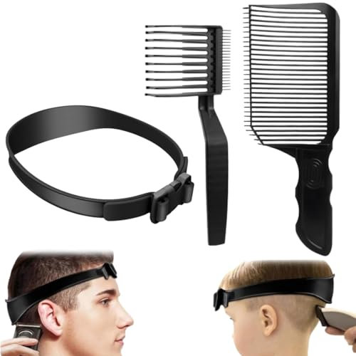3 Pièces Degrade Cheveux Homme,Peigne de Barbier pour Homme,Bande de Coupe de Cheveux en Silicone, Guide de Coupe de Cheveux Réglable, pour Adultes et Enfants DIY Maison Cheveux