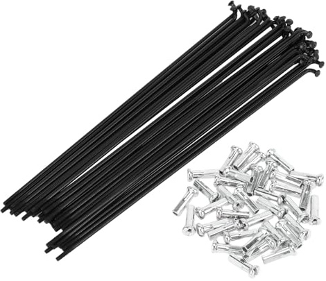 VVHFXD 40 Stück Fahrrad Speichen mit Fahrradspeichen Nippel, Durchmesser 2mm Mountainbike-Stahl, Edelstahl Speichen 14G/K, für MTB-Radspeichen, Citybikes, Downhill und E-Bike - Schwarz 260-291mm
