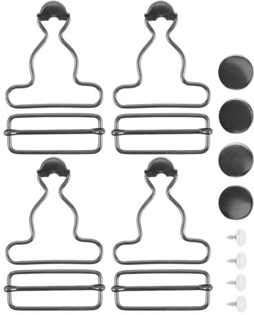 DIYEAH Verstellbare Hosenträgerknöpfe Aus Metall 4 Stück Latzhose Clips Nähzubehör Für Jeans Overall Anpassbarer Hosenträger Ersatzclip Für Alltag Und Outdoor