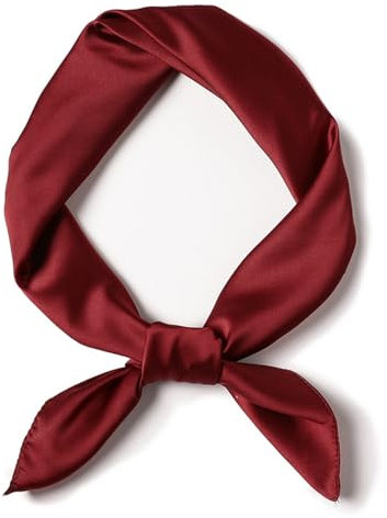 SHUBEIEUMI Seidentuch Damen, Seidenkopftuch, Einfarbiger Weicher Seidentuch, Halstuch Größe 70 cm x 70 cm, Damen Tuch Schal(Weinrot)