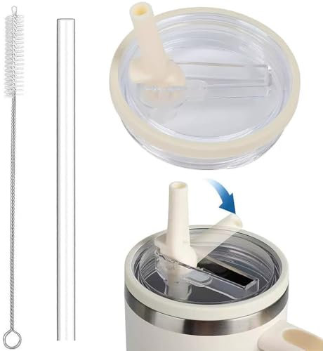 Ezranova 2 Pack Cup Leakproof Lid with Straws, Spill Proof Splash Resistant Tumbler Lids,Reusable Tumbler Cover Sets