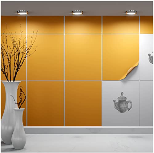 FoLIESEN Fliesenaufkleber einzeln 20x25 cm - Probe-Muster, Testmuster, Farbmuster - Fliesen-Folie selbstklebend - 1 Klebefliese zum Ausprobieren, .:Orangebraun matt