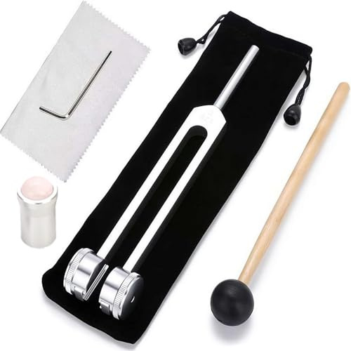 Tuning Forks for Healing with Gem Foot, 128hz healing instrument with Removable Gem Point fit, 128hz tuning fork set Frequency Healing Devices for Sound Healing Therapy (Rose Quartz fork)