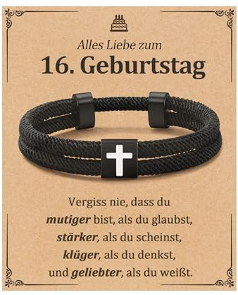 16 Geburtstag Junge, Geschenke Armband für 16 16. Jährigen Jahre Jungen Teenager Sohn Enkel Bruder Deko