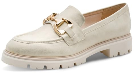 Marco Tozzi Damen Slipper weiches Feel Me Fußbett weiches Innenfutter Vegan Vegan, beige (Dune METALLIC), 37 EU