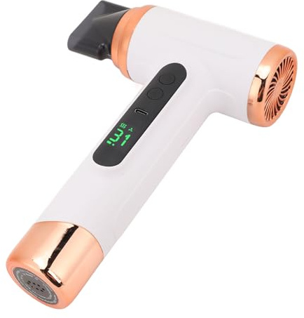 Ejoyous Sèche-cheveux à Batterie, 15000 MAh Batterie Rechargeable avec écran LCD, Air Chaud et Froid, Réglage de la Température et de la Vitesse pour Voyages, Camping en Plein Air (WHITE)