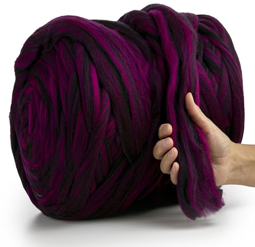 MeriWoolArt® XXL Merino Wolle Garn 100% Schurwolle (4-5cm Stärke), Extra Dicke Filzwolle für Trocken- & Nassfilzen, Armstricken, DIY Decke für Baby & Erwachsene – 100g