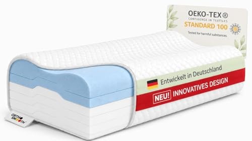 ORTHOSMOOTH Nackenstützkissen Höhenverstellbar 4–18 cm, Memory Foam Kissen, Oeko-TEX Zertifiziert, Ergonomisches Kissen für Alle Schlafpositionen