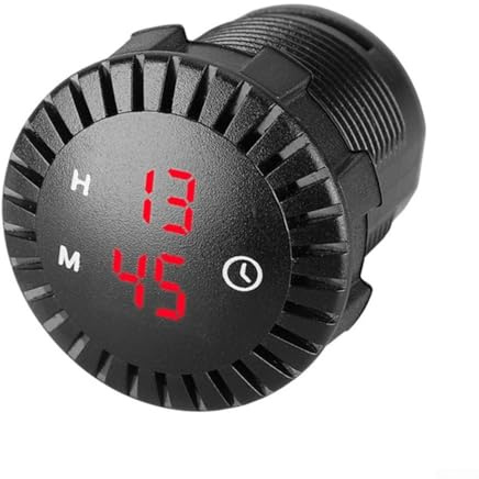 babominimer Elektronische Uhr, 12 V, 24 V, LED-Digitalanzeige, wasserdicht, ABS für Auto, Motorrad, ATV, Roller, Boot, SUV, Flugzeuge, übliche Passform, für einfach (rot)