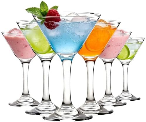 YASHIIN Klassisches Martini Glas Set von 6,110ml Cocktail Gläser Hochwertiger Bleifreier Kristall für Martini Cocktails Mischte Getränke