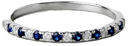 925 Sterling Silber Eternity-Ring mit natürlichem Saphir und Zirkonia, Farbe: blau und klar | silberplattiert, Ringband mit Pavé-Diamanten | LK_DHR_0275