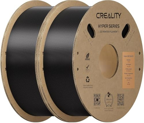 Creality Hyper-ABS Filament Bundle, 2 kg, 3D-Drucker filament ABS, für Hochgeschwindigkeitsdruck bis 350 mm/s, hohe Schlagfestigkeit, keine Fädenbildung oder Verstopfung (Schwarz+Schwarz)