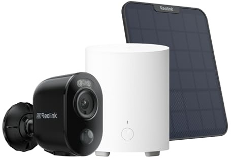 Reolink Überwachungskamera Aussen Akku Argus 3 Ultra(Schwarz) mit Solarpanel, 8MP Farbnachtsicht, Das All-in-One-Sicherheitszentrum mit lokalem Speicher, Argus 3 Ultra Schwarz + Home Hub Mini