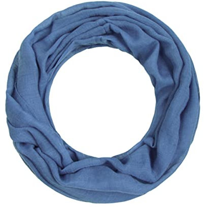 Majea Loop Alice schmaler Damen-Schal Loop Frühlingsschal Schlauchschal Rundschal Tuch uni unisex unifarben einfarbig Halstuch, Dark Denim, 160x52