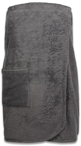 ZOLLNER Damensaunakilt in grau - hautfreundlich und saugstark - Baumwolle - mit Gummizug und Klettverschluss - Größe S/M - waschbar bis 60°C - Oeko Tex® zertifiziert