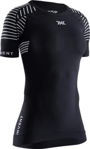 X-Bionic Damen Invent Round Neck, Short Sleeve T Shirt, Opal Black/Arctic White, XL