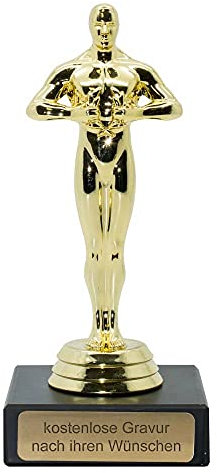 Deitert Siegerfigur inkl. Gravur mit Ihrem Wunschtext - Größe: 14,5 cm - das Geschenk für Männer und Frauen - personalisierte Trophäe im Filmpreis-Award Look