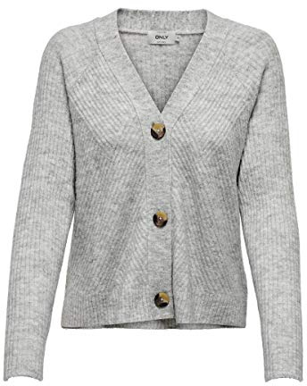 ONLY Damen Onlcarol L/S KNT Noos Cardigan, Light Grey Melange, L EU