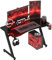 HOMCOM Scrivania da Gaming in Legno e Acciaio con Passacavi, Scrivania per Computer Portabicchieri e Gancio per Cuffie, Nero,120x65x74.5cm