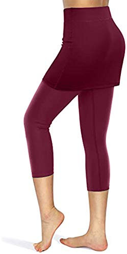 Sonojie Damen Sport Leggings, Sporthose Hohe Taille Yoga Leggings mit Innentaschen Trainingshose Sportleggins Sport Freizeit High Bauchkontrolle Jogginghose Fitness Laufen Yogahose mit Tennis Rock