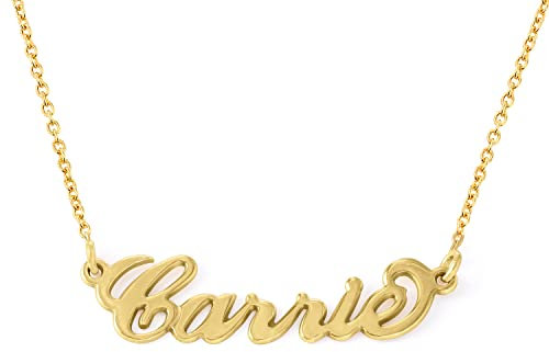 MyNameNecklace MYKA Personalisierte Kleine Carrie Namenskette aus Sterling Silber 925 / Vergoldet - Anpassbar Geschenk für Damen - Mutter - Freundin (750er Gold-Vermeil)