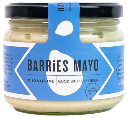 Barrie's Mayo Miso and Sesame Vegan Mayonnaise, Rich & Creamy Traditional-Style Mayo Without Eggs, Family Recipe, Crafted With NO Preservatives, Pure Plant-Based Spread, 300ml