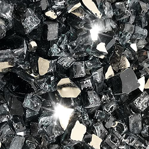 Kleuete 10 lbs 1/2 Inch Crushed Fire Glass for Natural Gas or Propane, Fireplace and Landscaping, 10 lbs Black