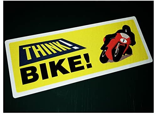 Think Bike Updated Reflective Motorcycle Road Safety Printed Self Adhesive Car Bumper Window Sticker Decal