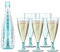 Lot de 5 verres à vin en plastique pour camping, champagne - Sans tige - Avec bouteille de rangement et bac d'égouttement - Empilables et amovibles pour toutes les occasions - Bleu