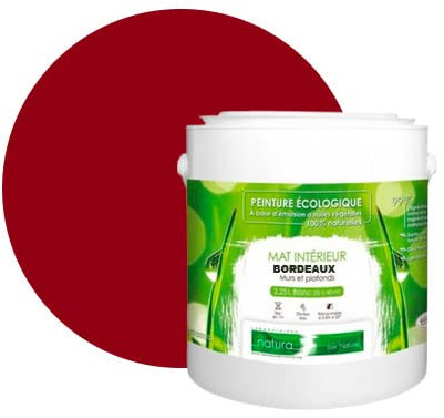BOX DECO COULEURS Peinture murale naturelle écologique aspect mat intérieur Natura - 2,5L, Bordeaux