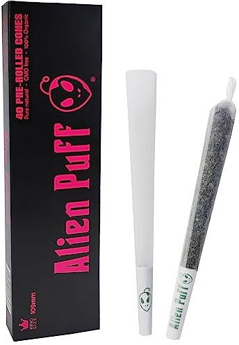 109mm King Size Slim Weiss Cones 40 Packs Alien-Puff Pre-Rolled Cones Mit Tips, Long Zigarettenpapier Langsam Brennend Und Ultradünn