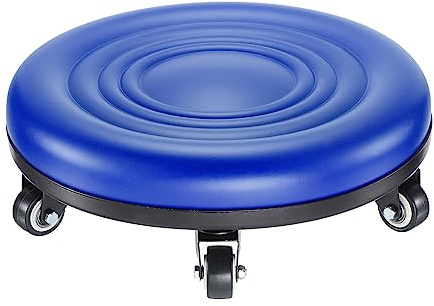 PATIKIL Niedriger Rollsitz Rollhocker Stuhl PU Leder Rollhocker Sitze für Home Office Fitness Runder Rollsitz Hocker (Blau)